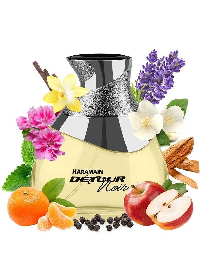 Al Haramain Detour Noir Eau De Parfum Spray 100ml | Long-Lasting Unisex Perfume | Amber Spicy Fragrance - Image 3